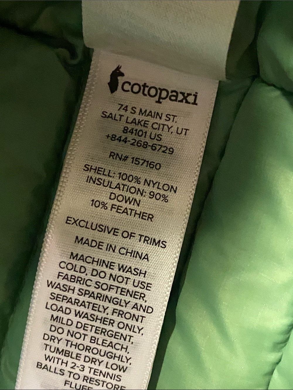 cotopaxi Blue Hooded Puffer Jacket Green and Navy Stripes Men’s Size 2XL - 1511 - Picture 9 of 15